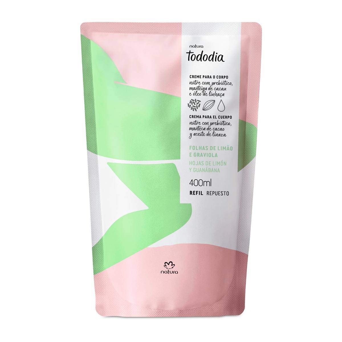 Natura - Linha Todo Dia (Folhas de Limao e Graviola) - Crema Hidratante Refil Nutritivo Para o Corpo 400 Ml - (Fuentes y hojas de limón - Crema Hidratante Nutritiva Corporal (Recarga) 13.52 Fl Oz)
